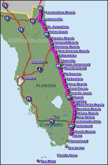 Map Florida East Coast Beaches 2018